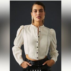 NWT anthropologie Pilcro tuxedo cropped blouse